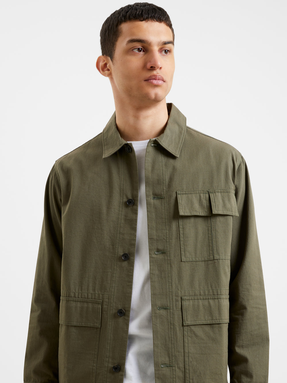 Military Cotton Overshirt Ivy Green | French Connection UK