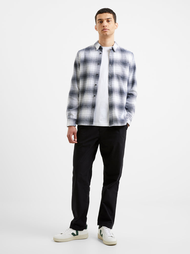 Shadow Check Long Sleeve Shirt Dark Navy | French Connection UK