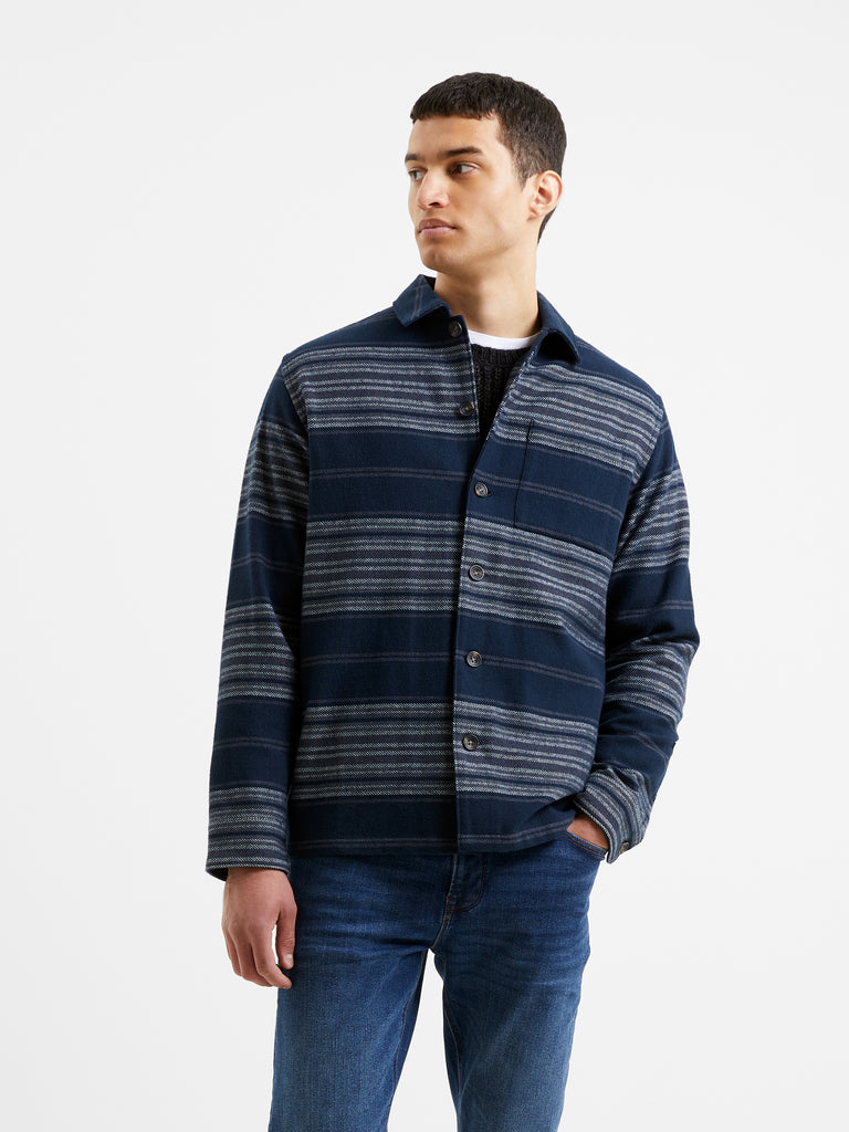 Heavy Twill Stripe Overshirt Dark Navy | French Connection UK