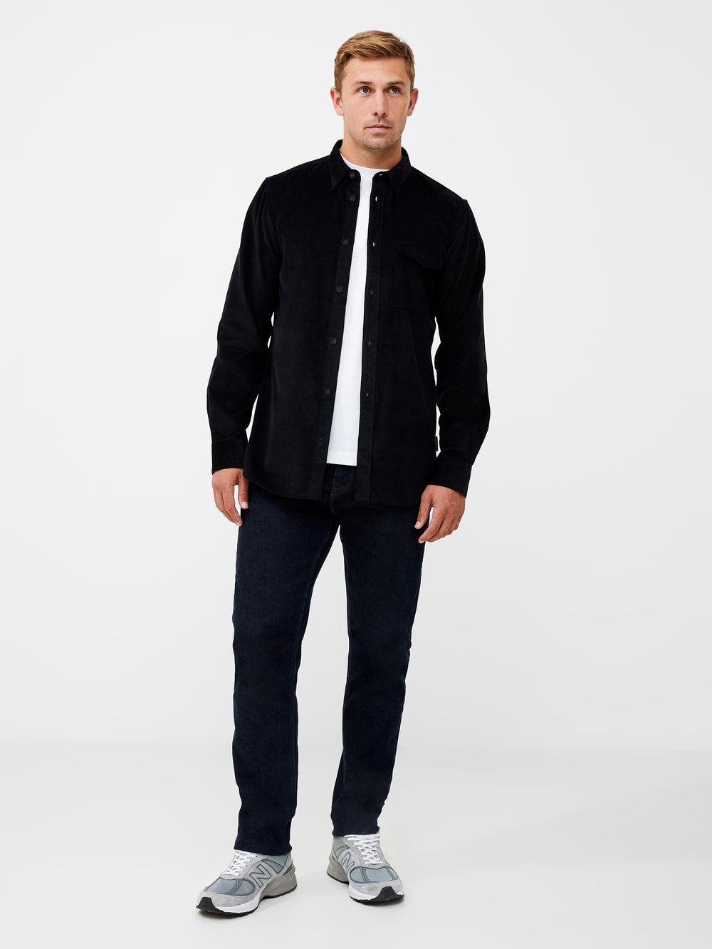 Cord Long Sleeve Shirt Black | French Connection UK