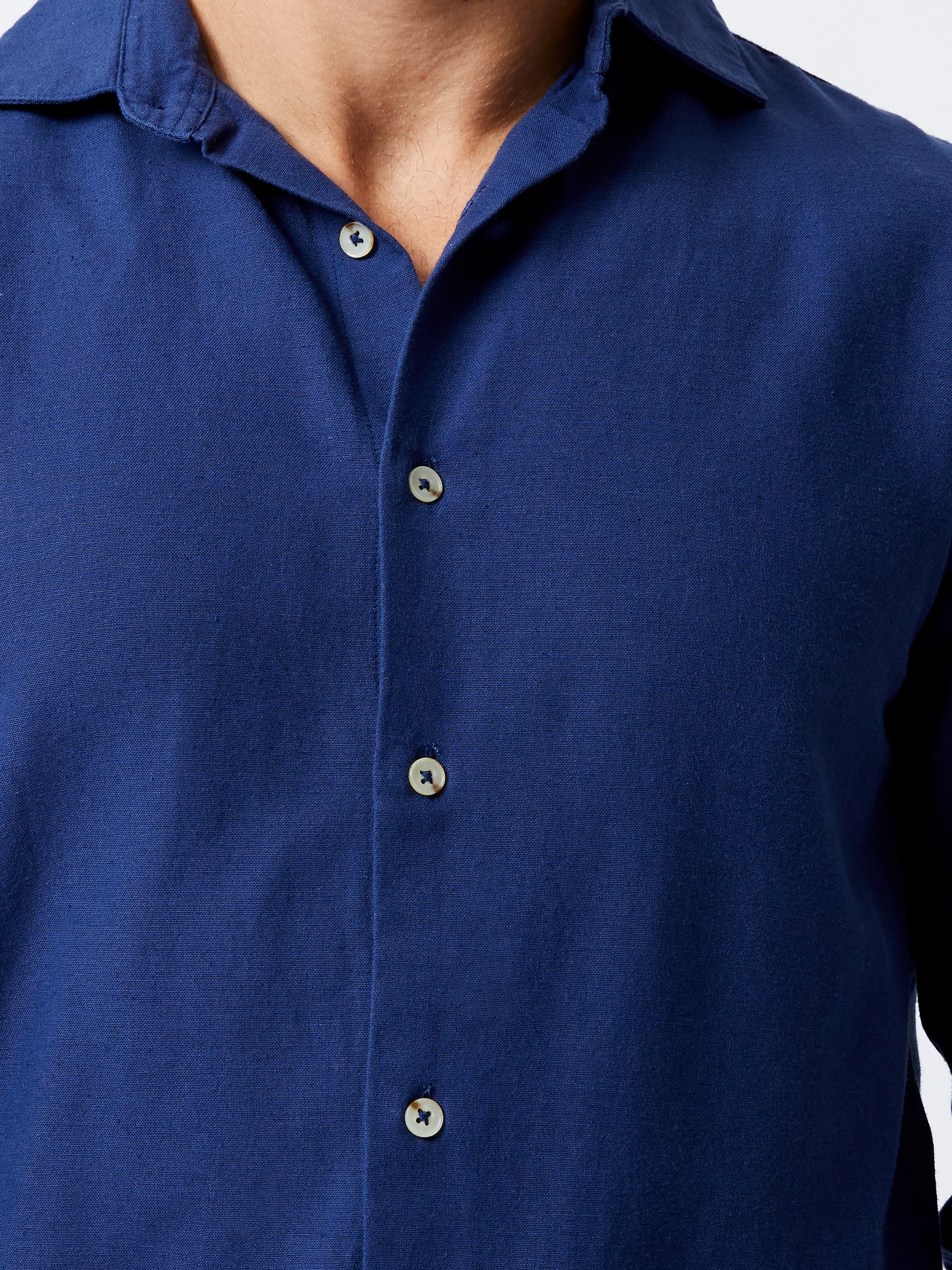 Long Sleeve Linen Blend Shirt