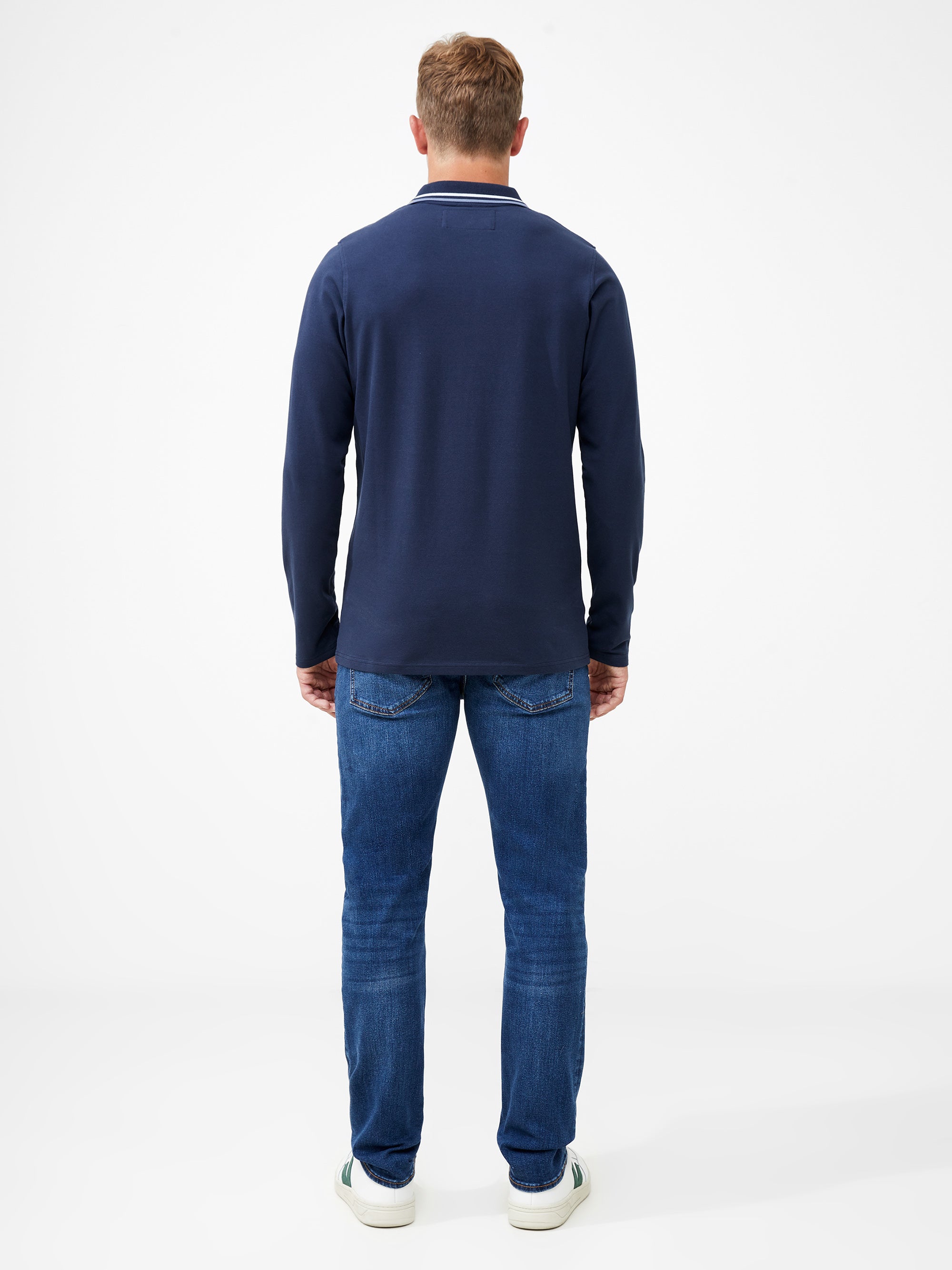 Courtworth Long Sleeve Polo Shirt Blue Nights | French Connection UK