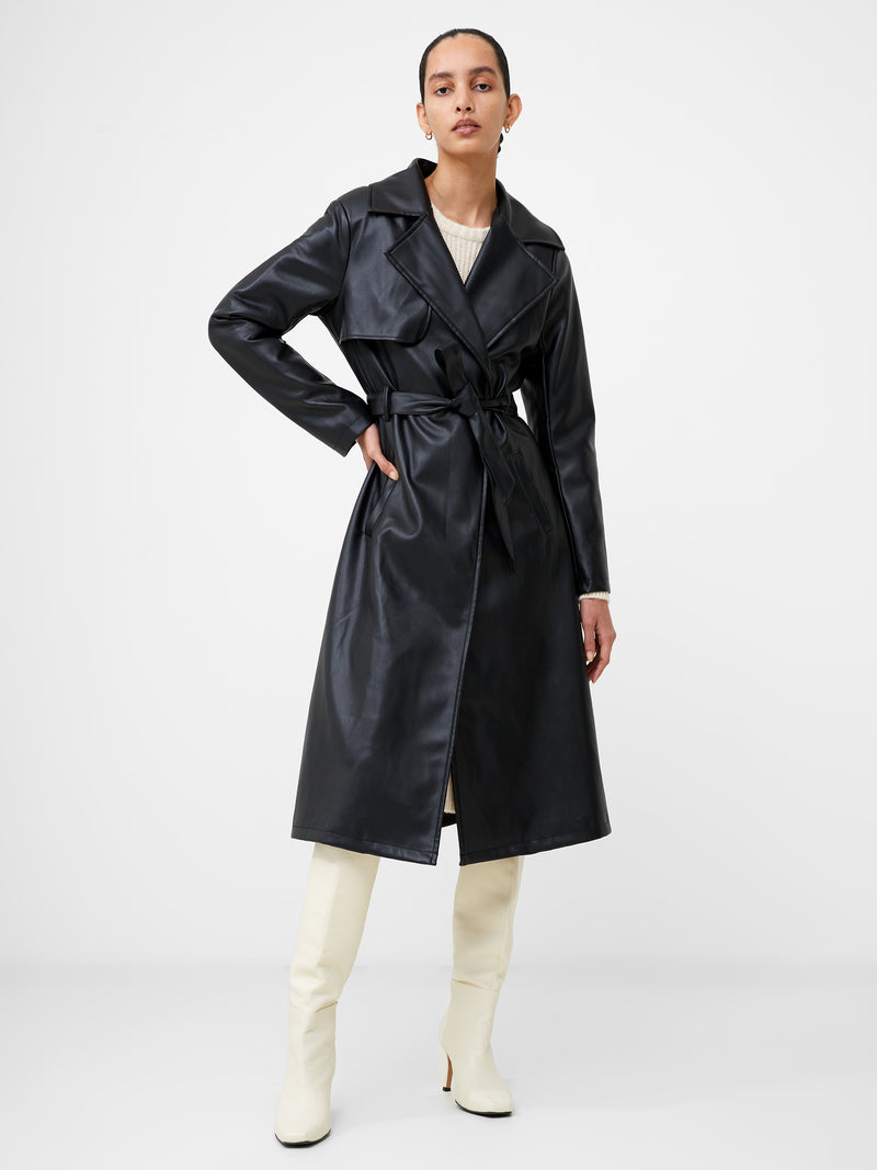 PU Trench Coat Black | French Connection UK