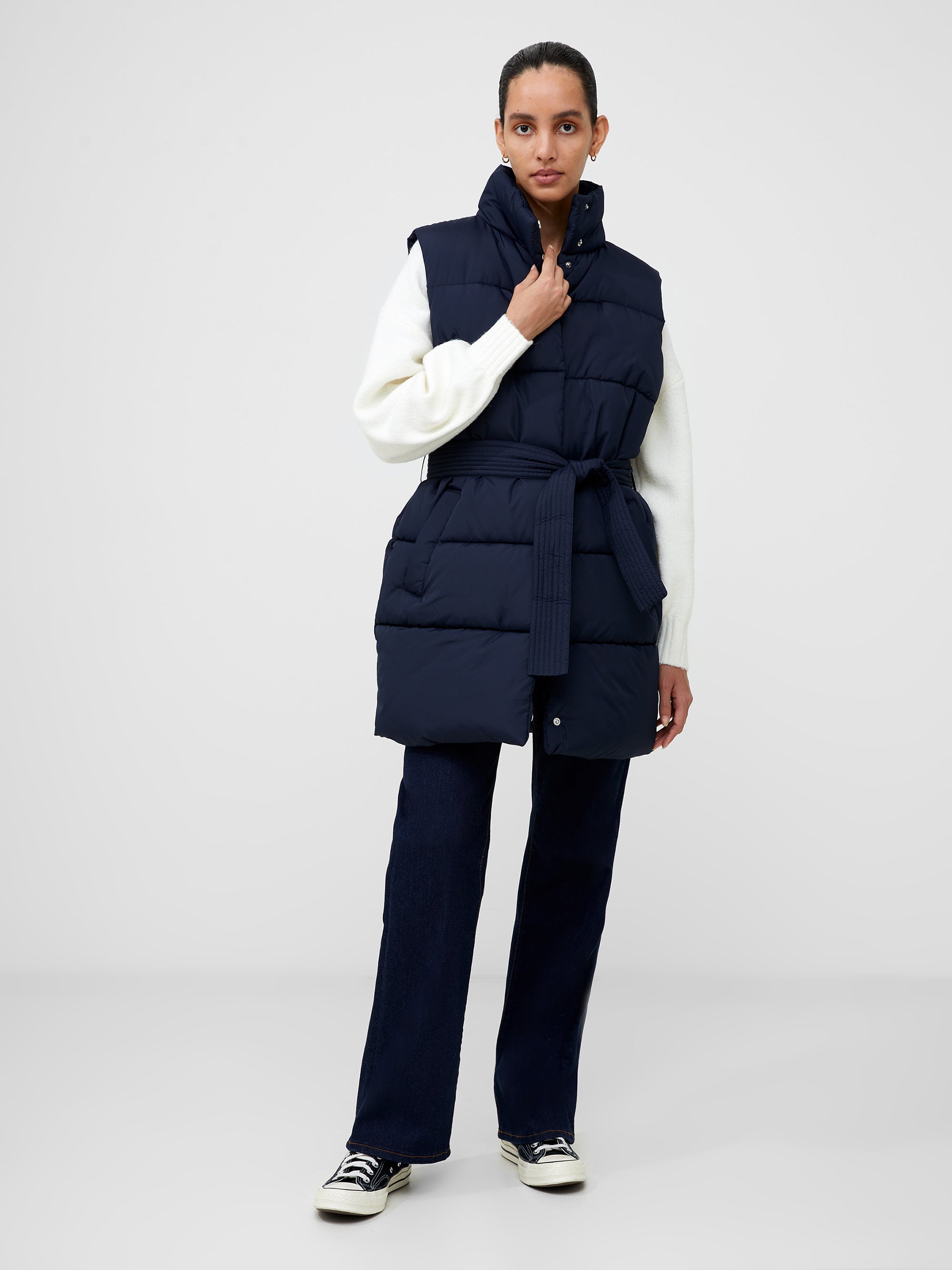 Funnel Neck Belted Gilet