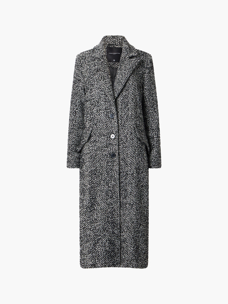 Chantelle Herringbone Coat Black White French Connection UK