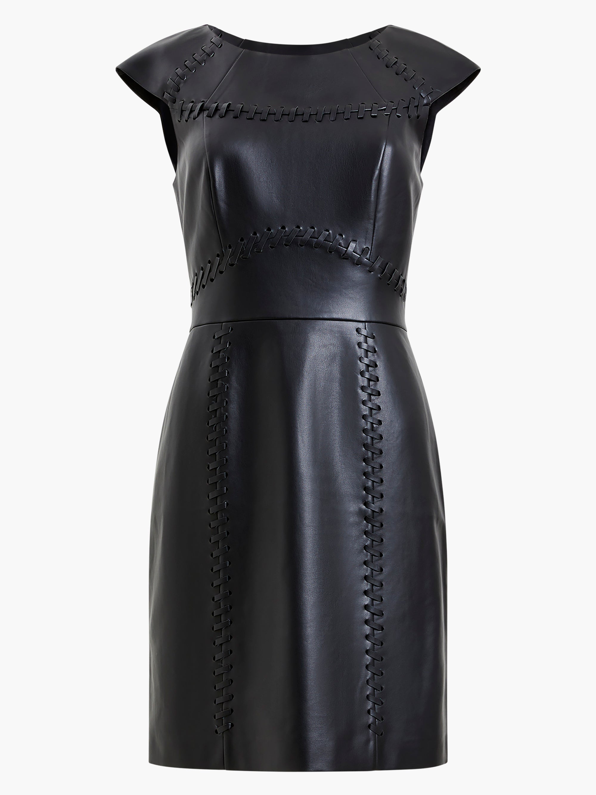 Calvin klein black 2024 faux leather dress