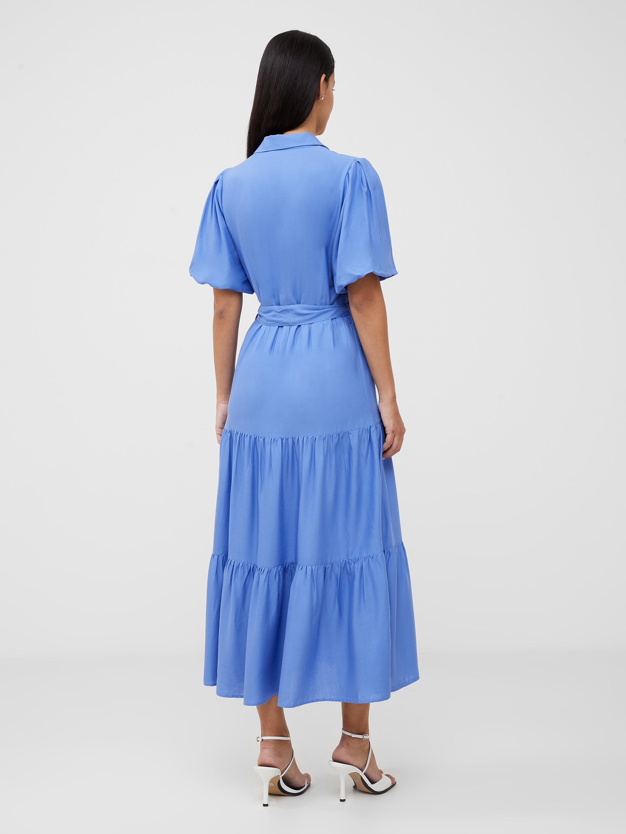 Shirt dress with puff sleeves online