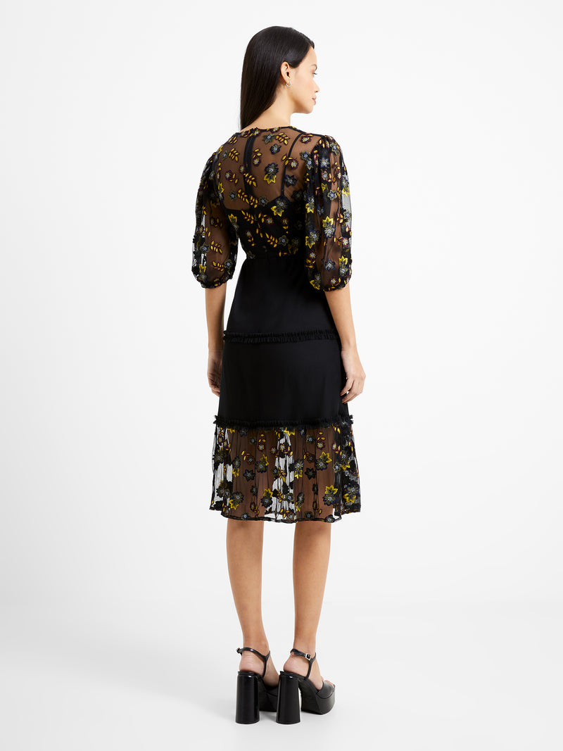 French connection hot sale black embroidered dress