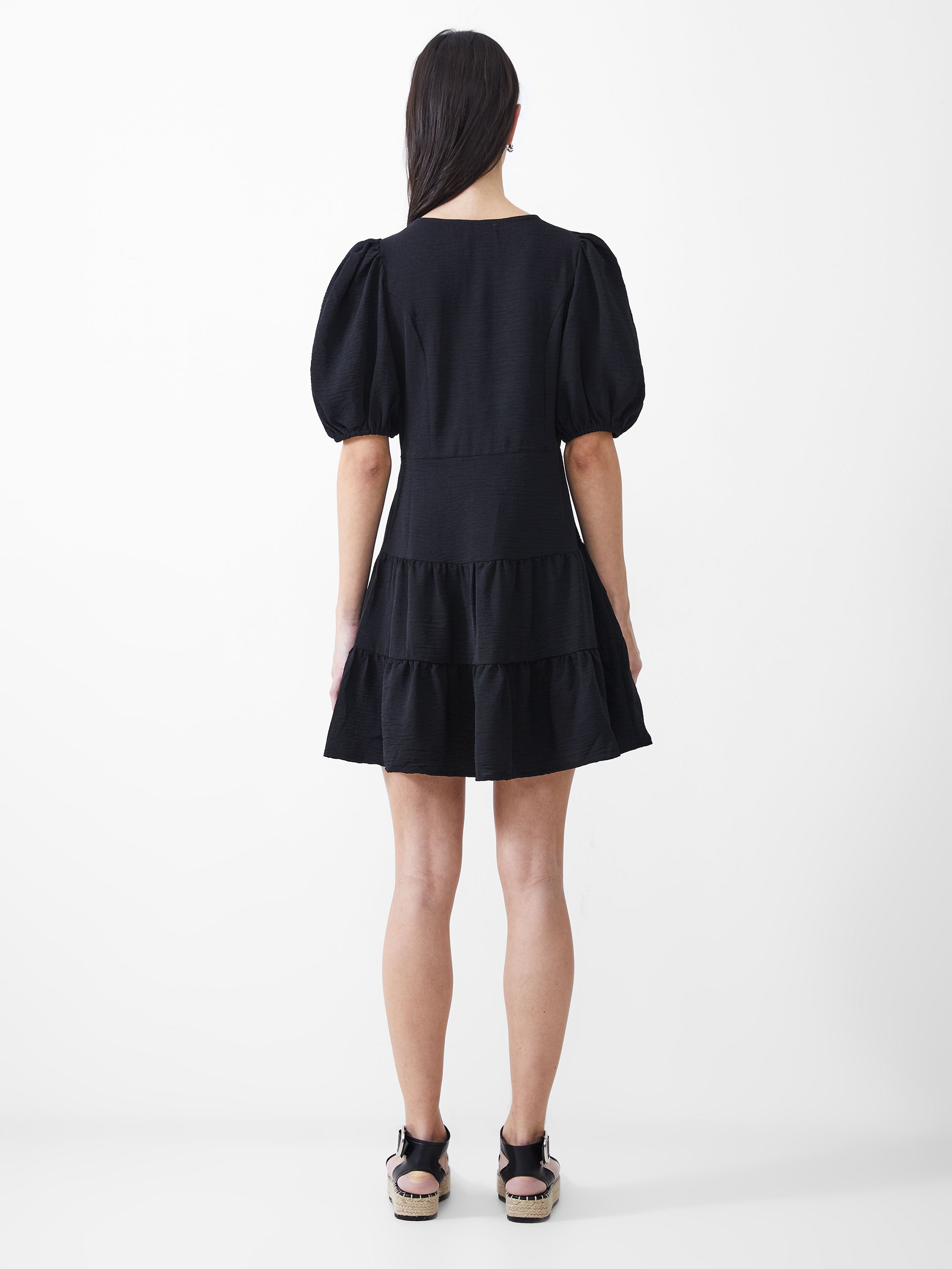 Vee Tiered Crinkle Mini Dress