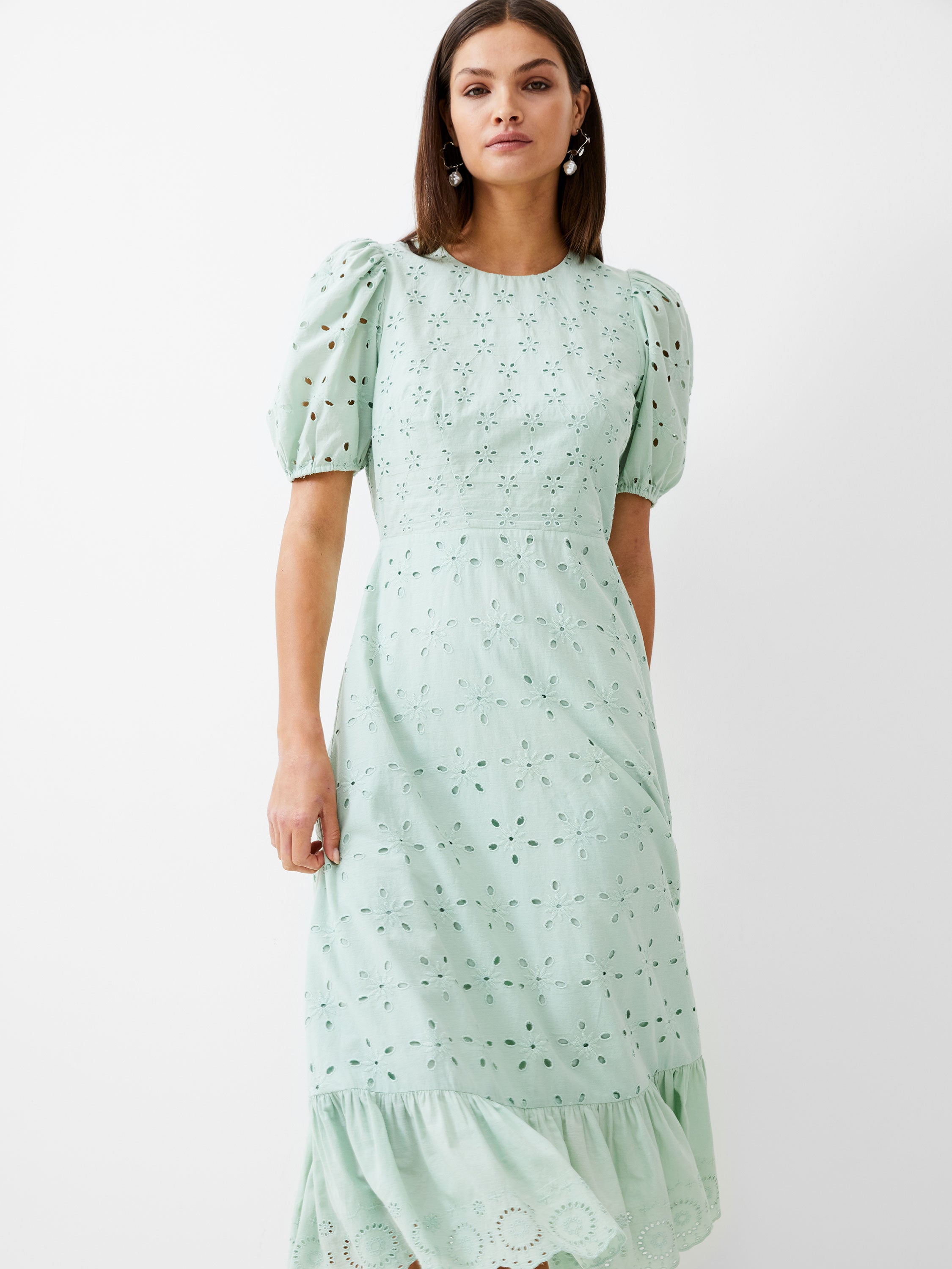 Broderie Tiered Midi Dress