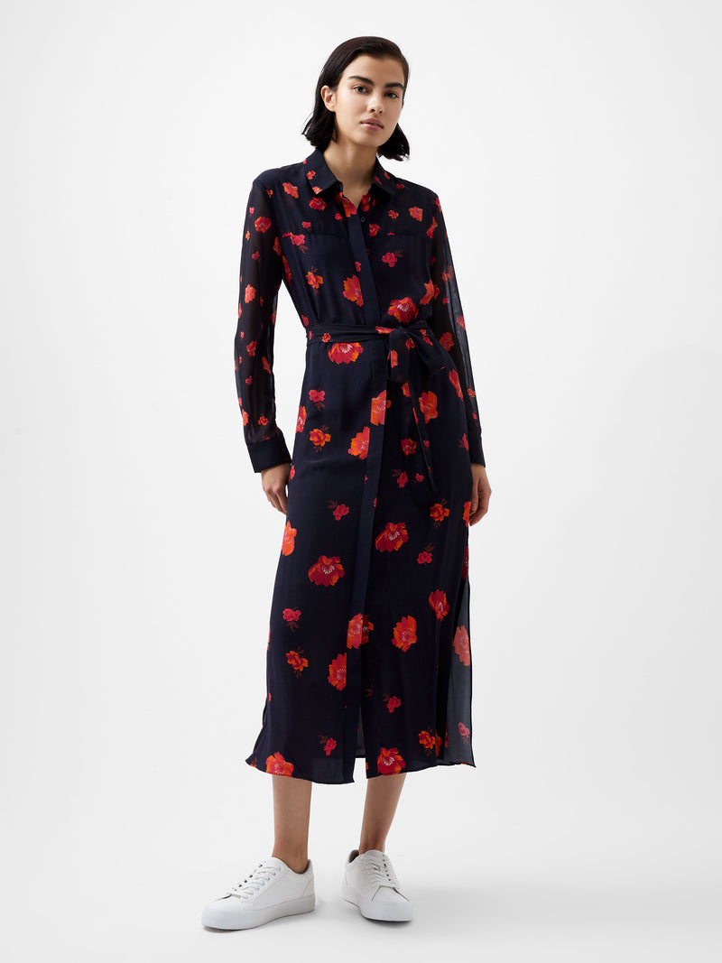 Ella Eco Rose Long Sleeve Shirt Dress Marine Multi French Connection UK