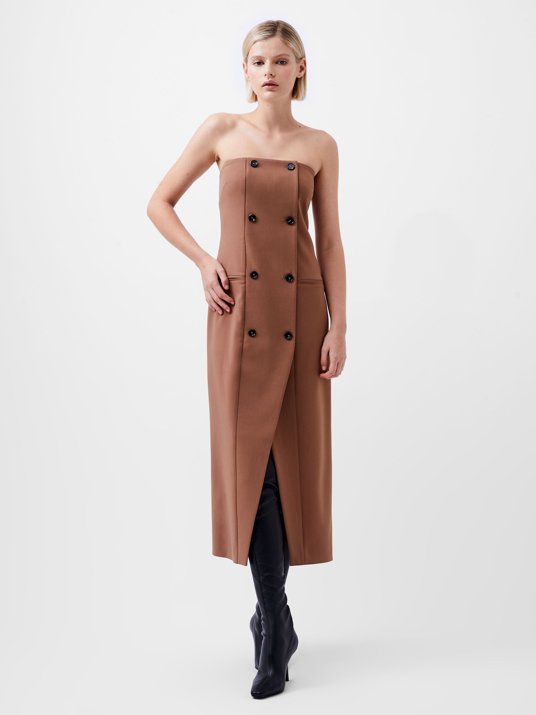 Azra Twill Bandeau Midi Dress