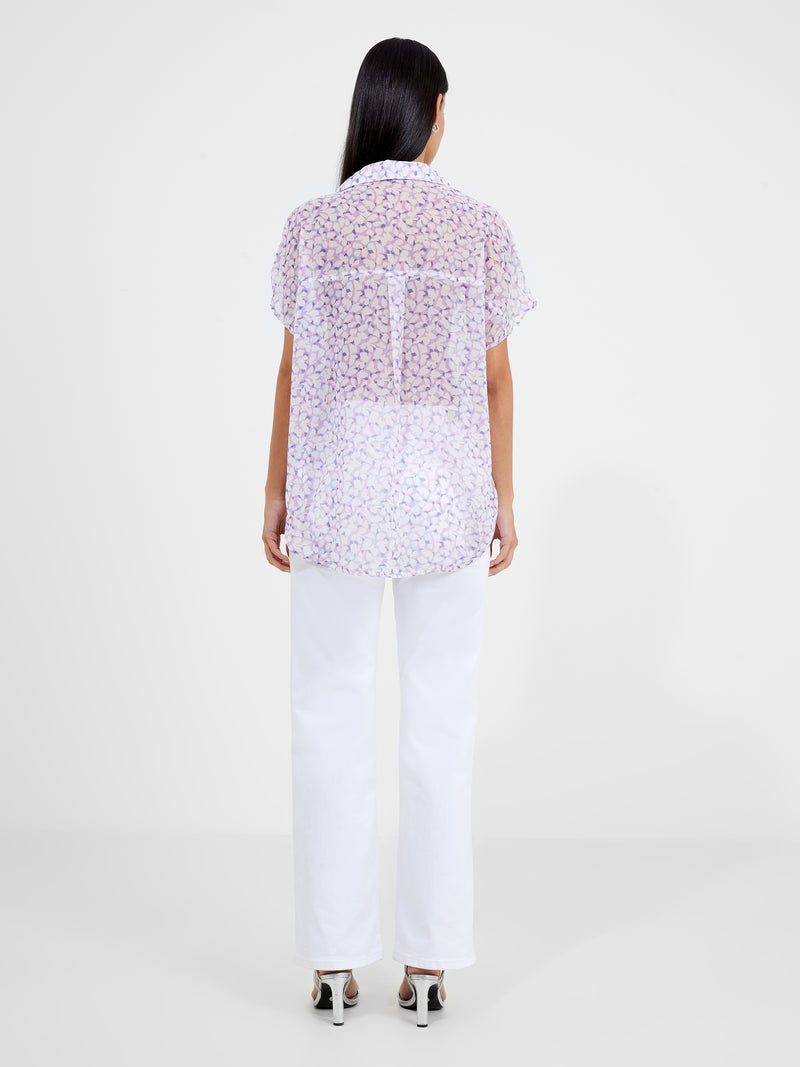 Vee Collar Print Popover Shirt