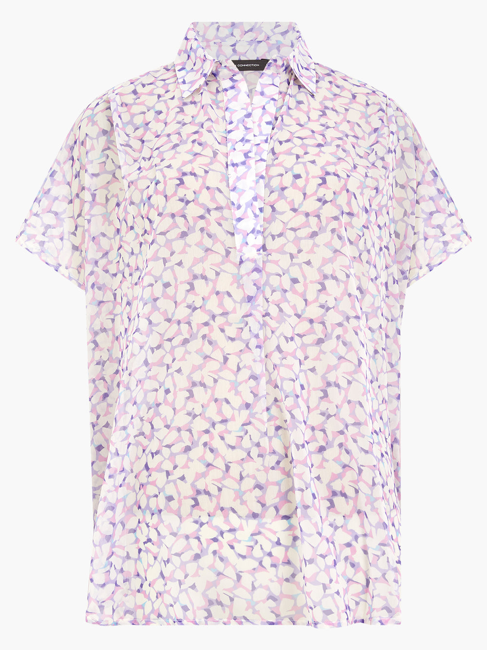 Vee Collar Print Popover Shirt Lavender Purple | French Connection UK