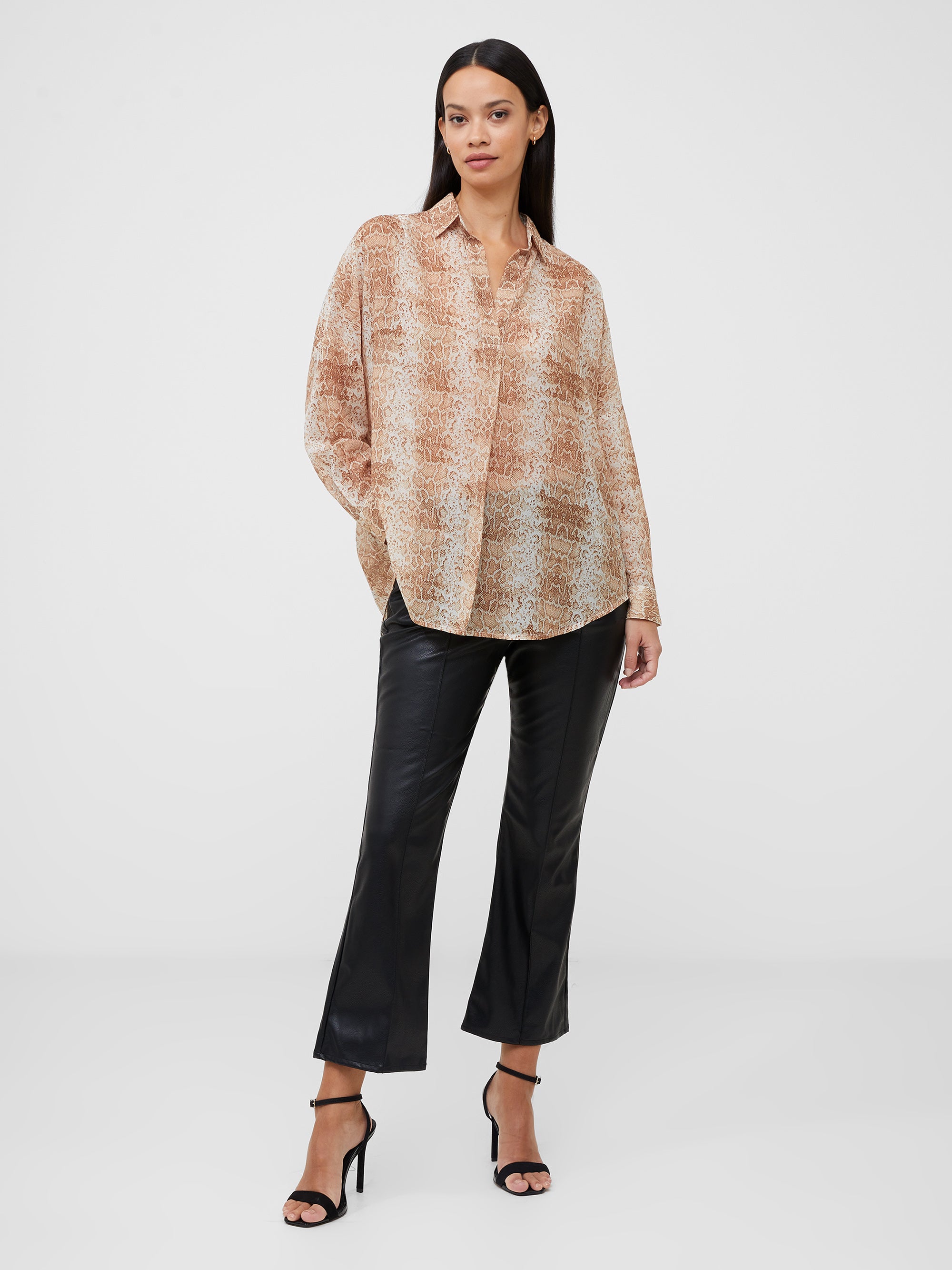 Snake Smooth Georgette Popover Shirt