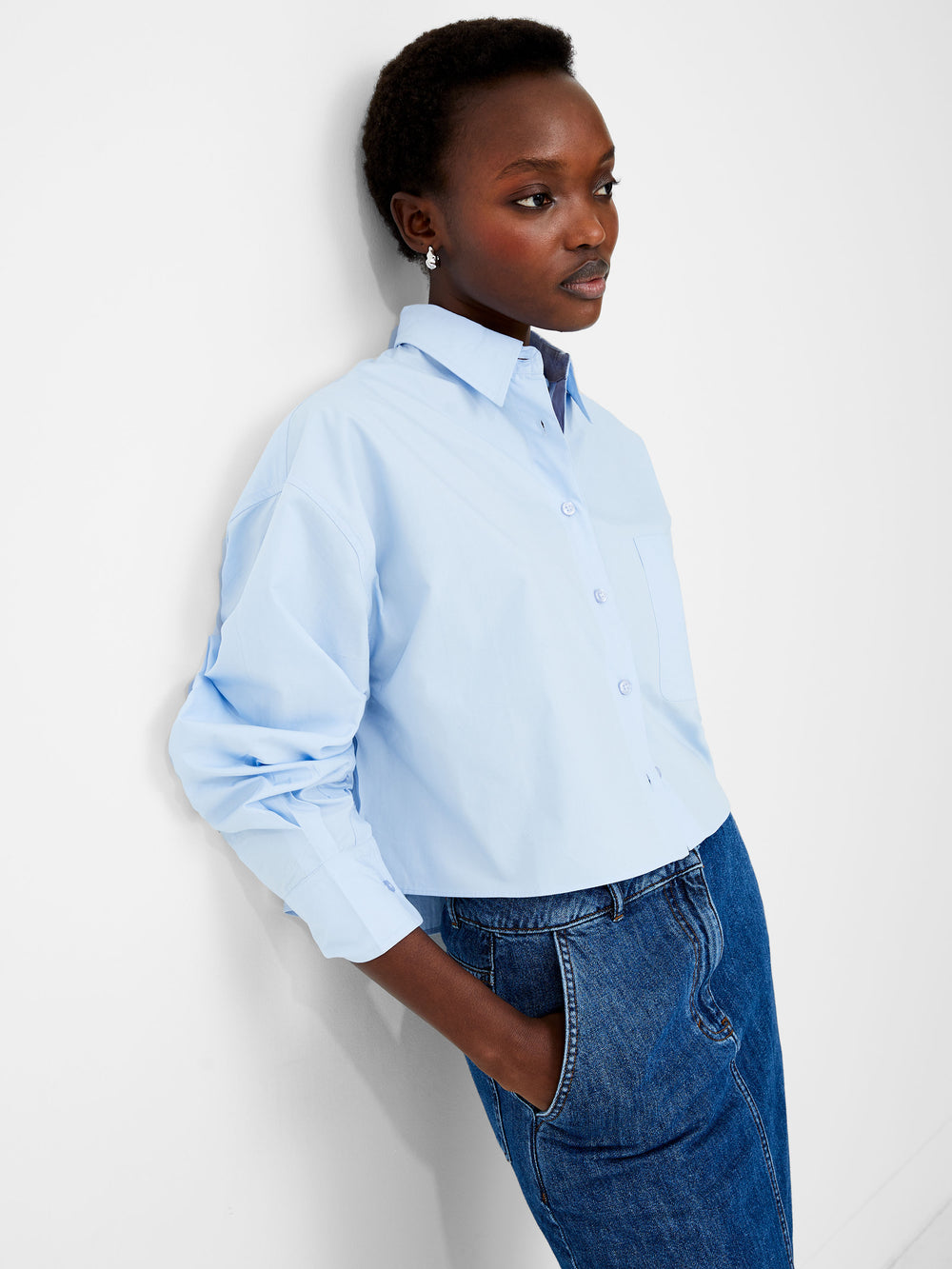 Blue shop cropped shirt