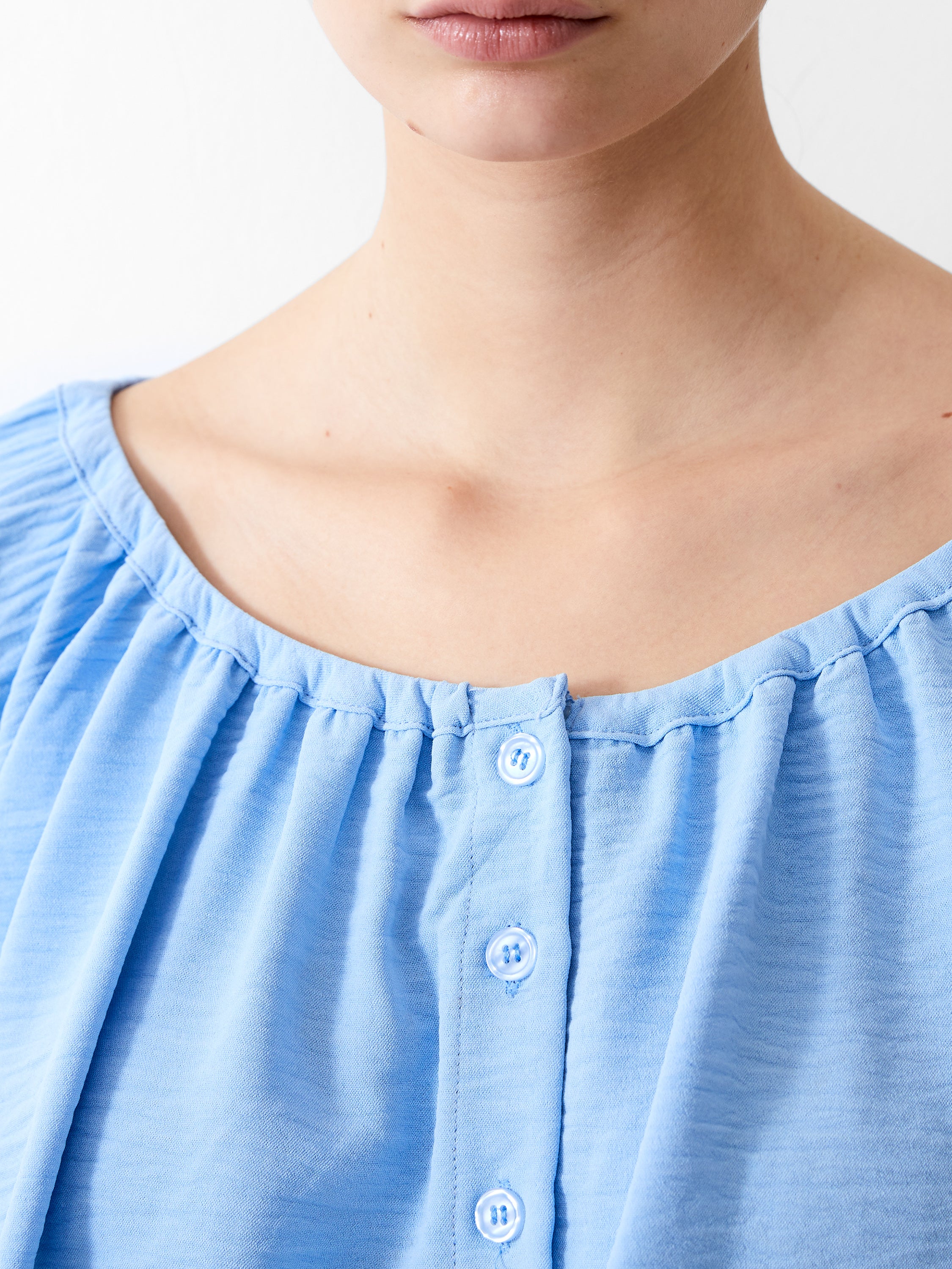 Button Crinkle Peasant Top