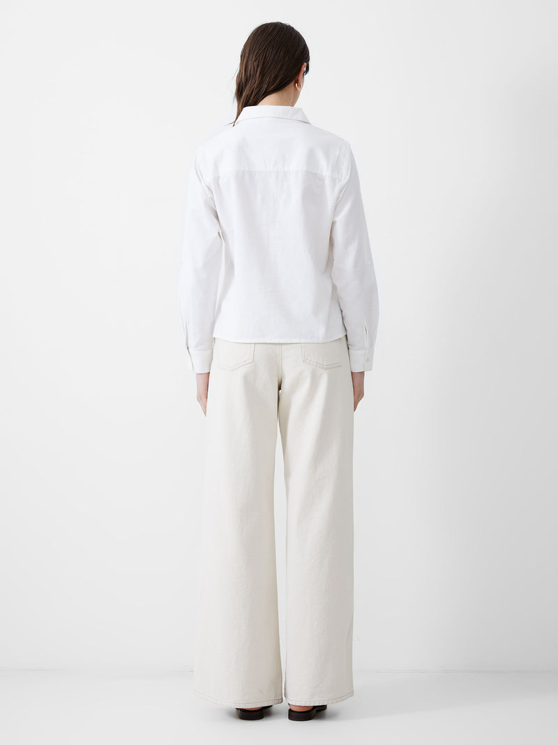 Linen Blend Vee Placket Top