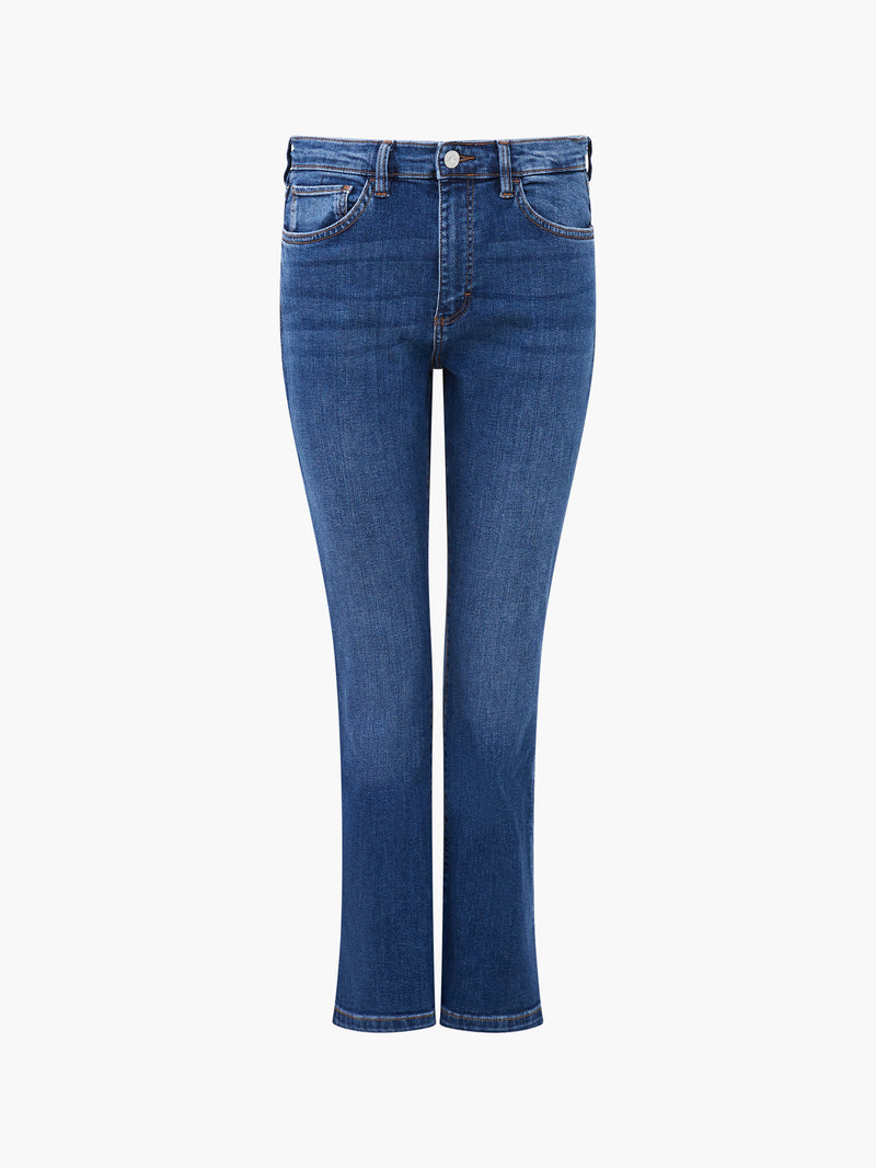 Stretch Denim Bootcut Ankle Length Jeans Vintage Mid Wash