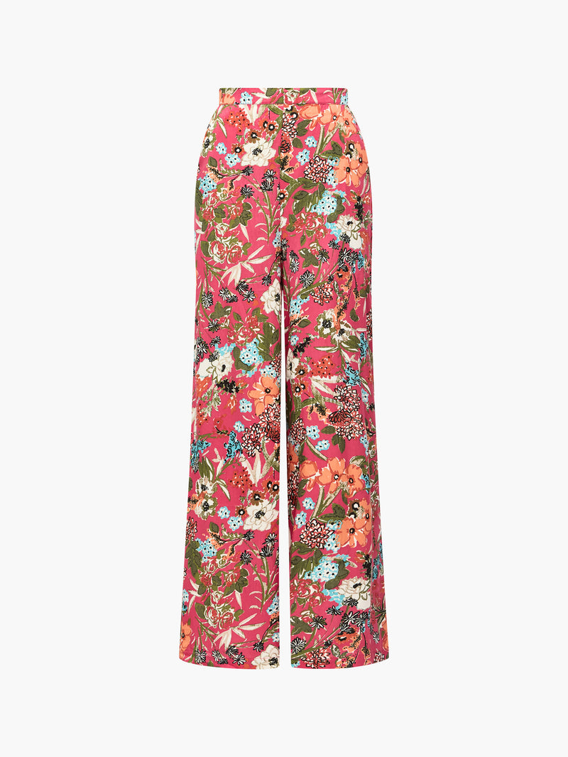 Floral Print Wide Leg Trousers Hot Pink | French Connection UK