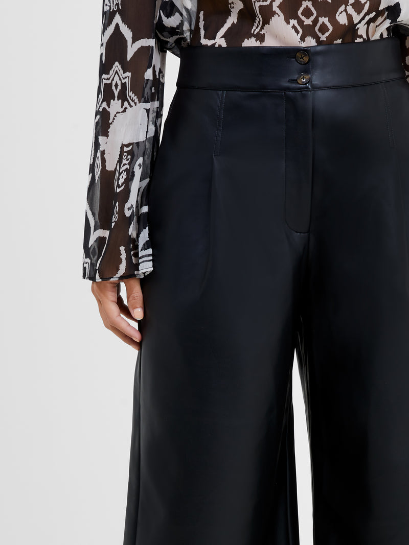 Crolenda PU Cropped Trousers Blackout | French Connection UK