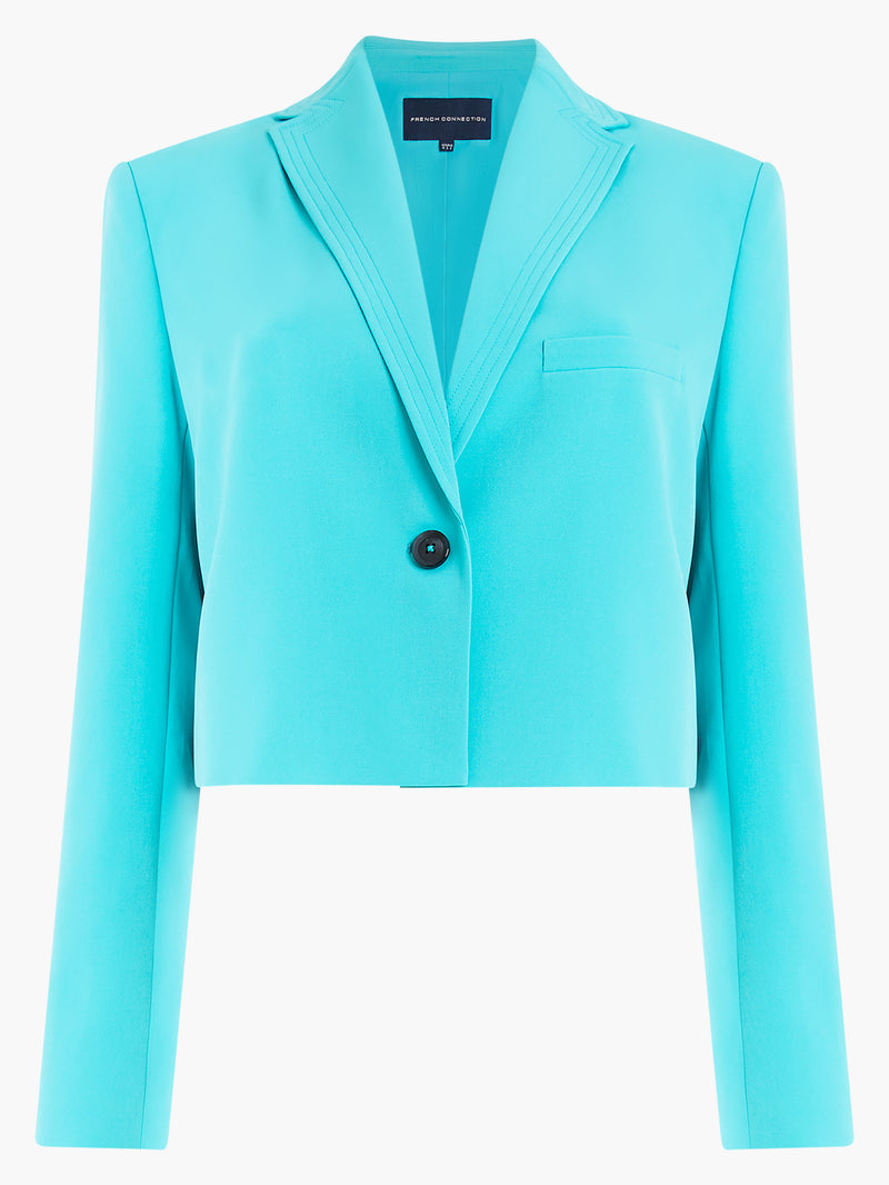 Echo Crepe Cropped Blazer Jaded Teal | French Connection UK