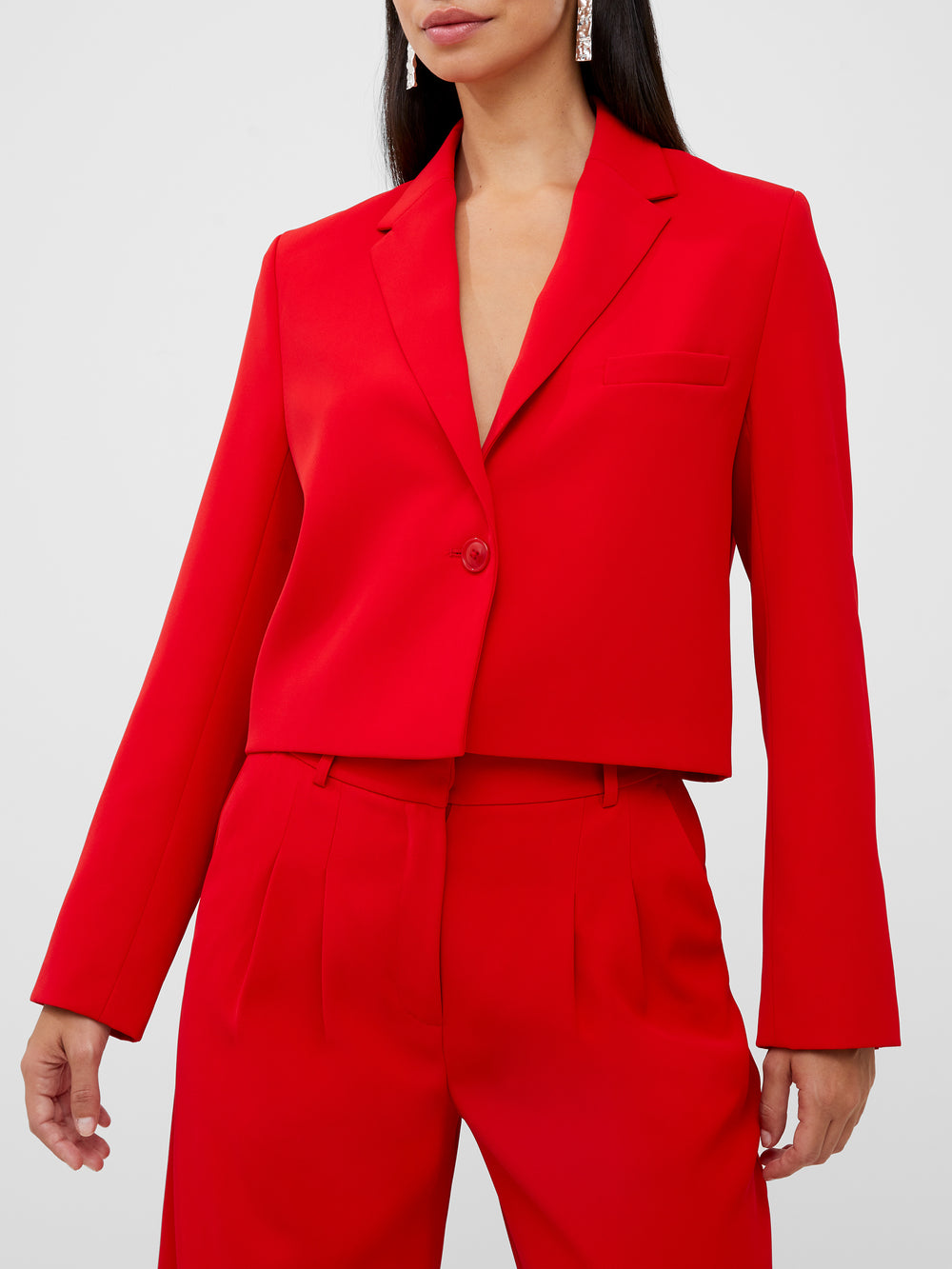 Cropped red blazer sale