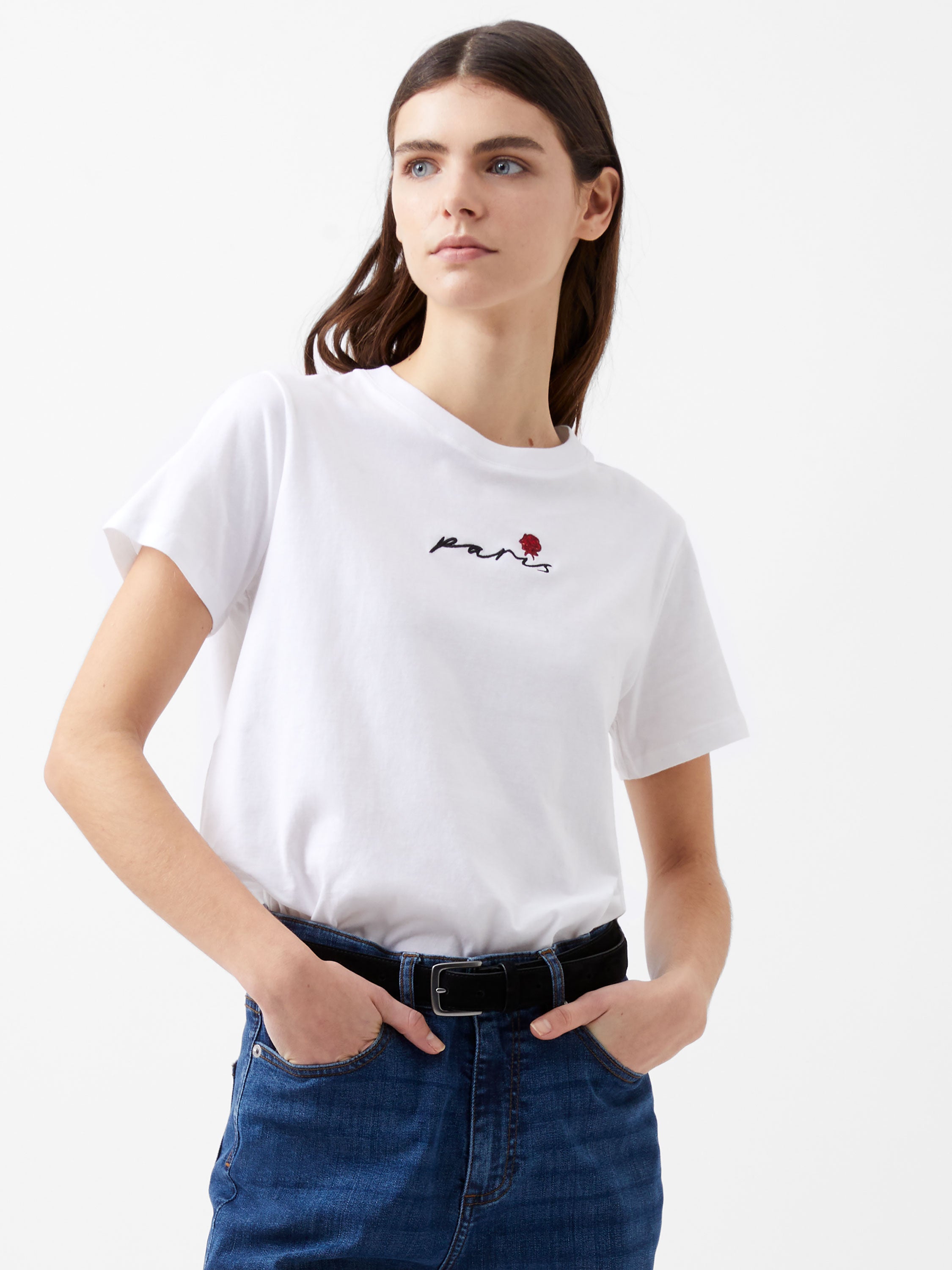 Paris Rose Embroidery T-Shirt