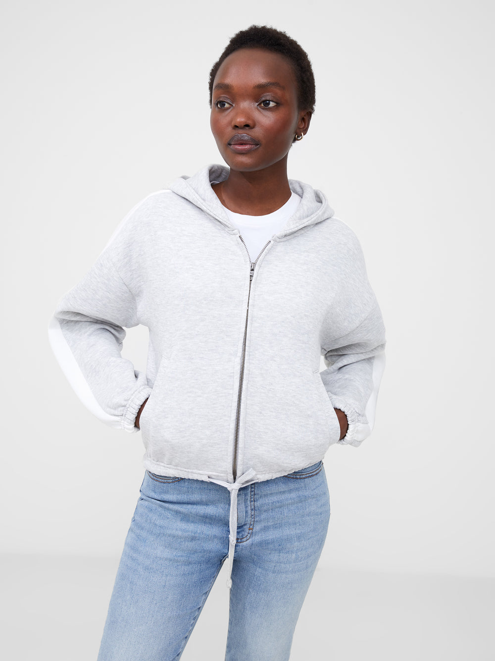 Womens grey hot sale zip hoodie