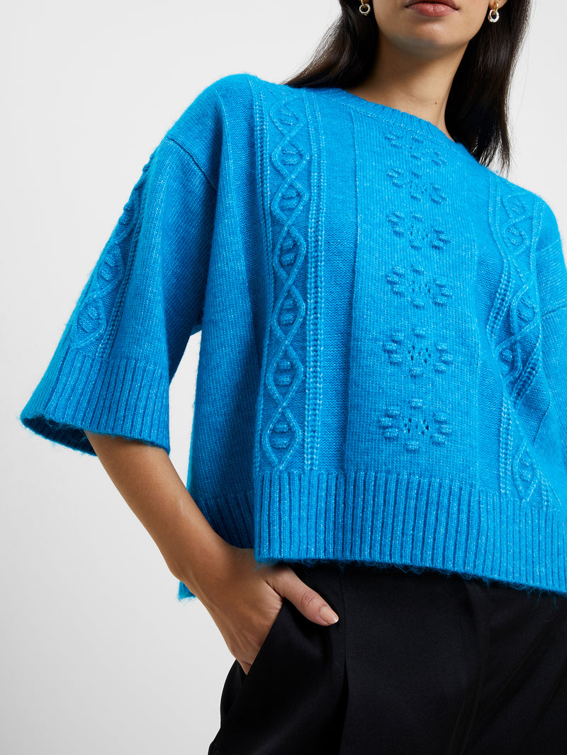 Kitty Recycled Knit Jumper Blue Jewel | French Connection UK