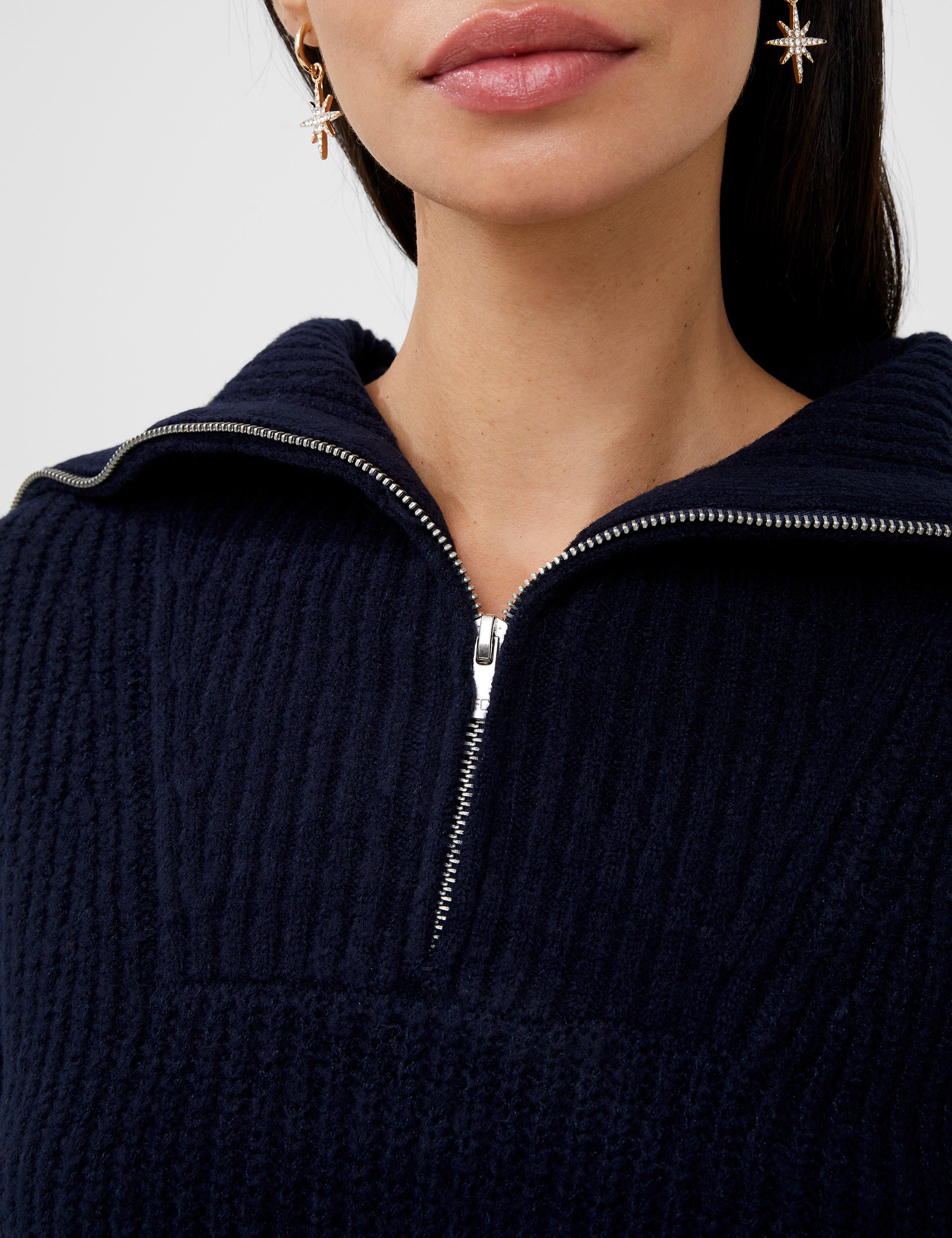 Mid Mix Rib Half Zip Jumper