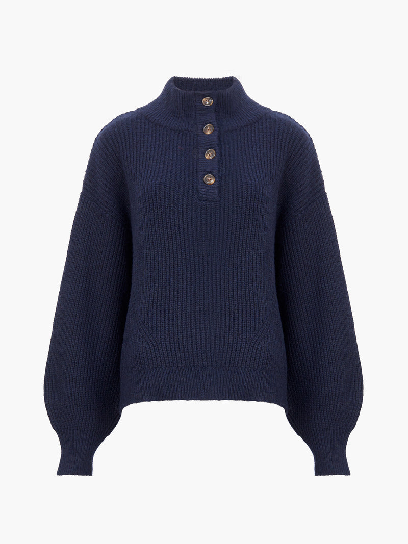 1/4 Button Drop Shoulder Jumper