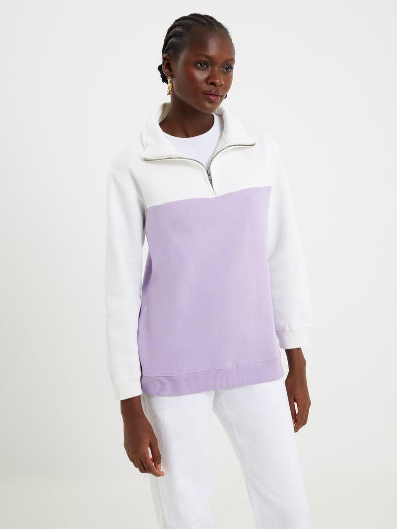 Pastel Colour Block Funnel Neck Sweatshirt Ecru/Washed Lilac | French  Connection UK