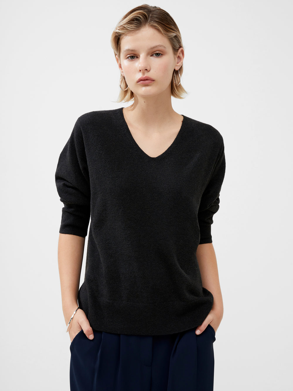 Ebba Vhari V-Neck Jumper Moonless Night | French Connection UK