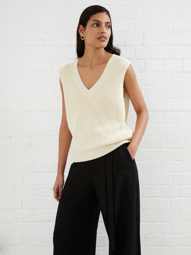 Lily Mozart Knit Vest Classic Cream | French Connection UK