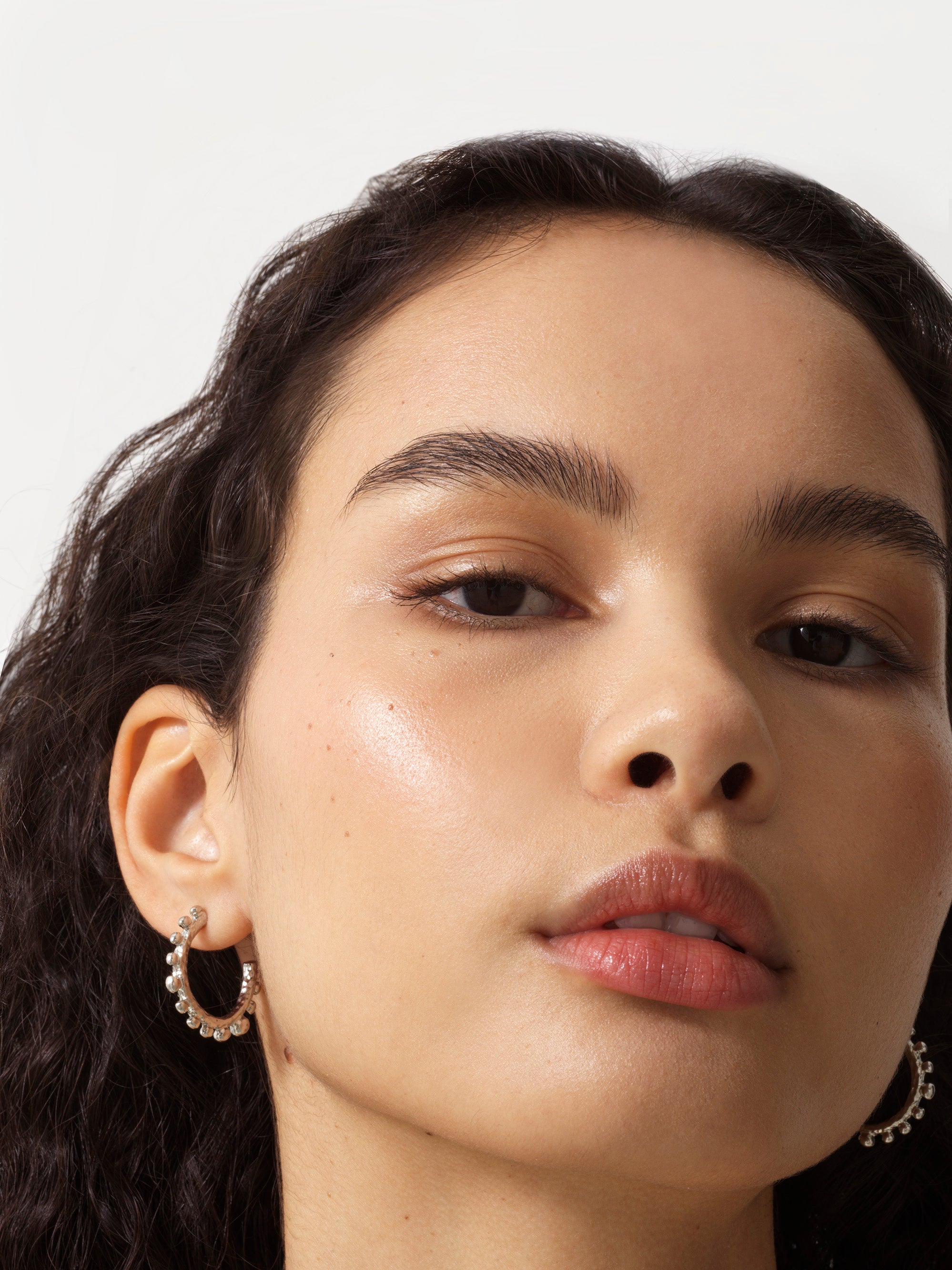 Organic Metal Beaded Hoop Earrings