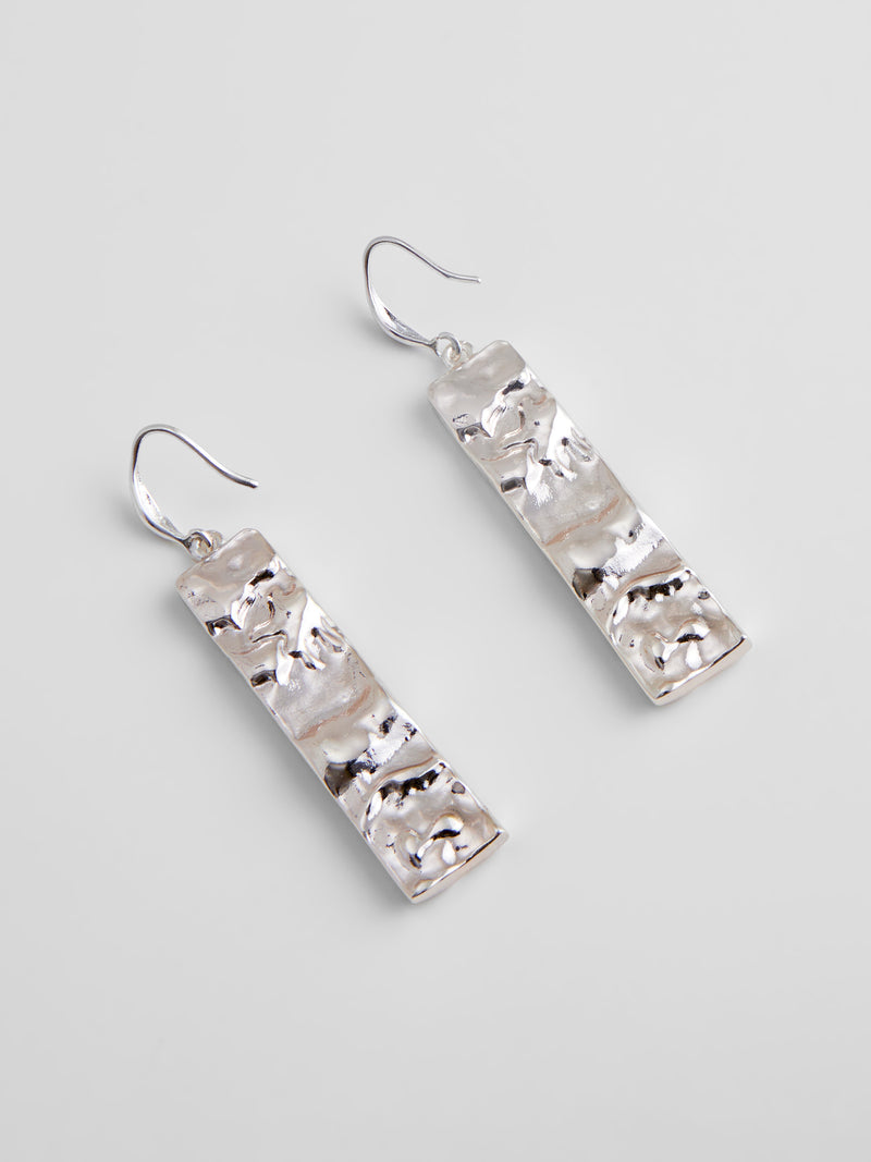 Molten Rectangular Drop Earrings Silver | French Connection UK