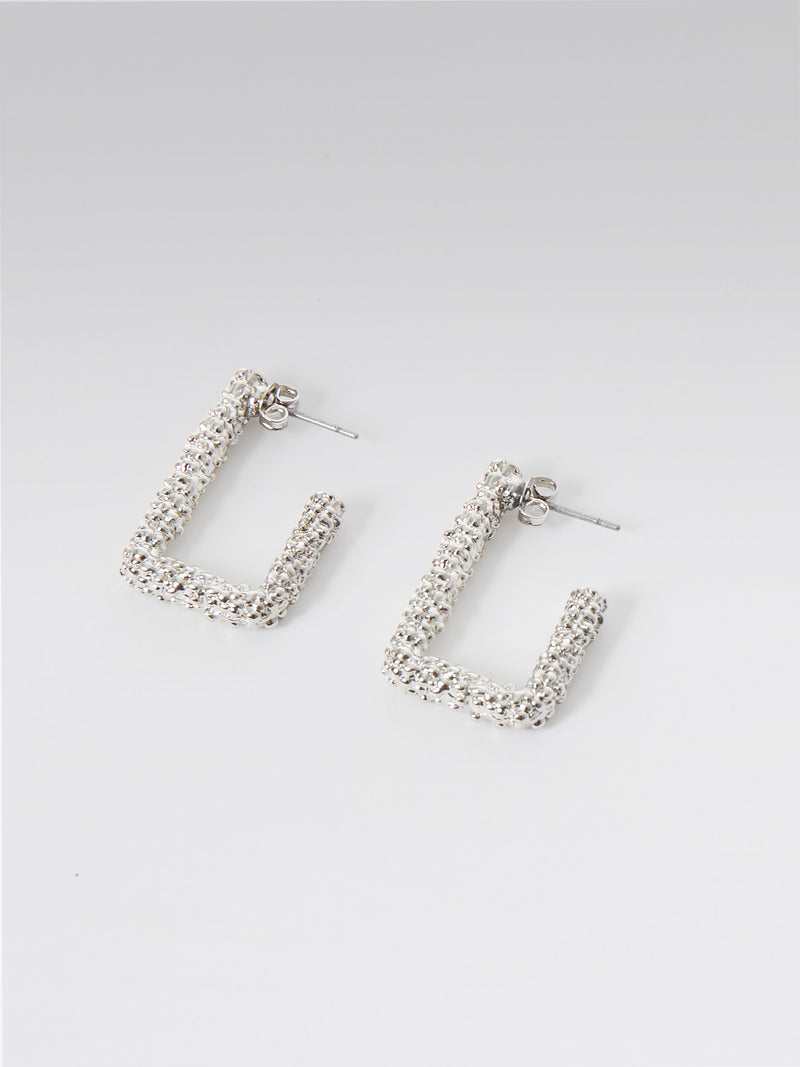 Scrunch Metal Rectangular Hoop Earrings