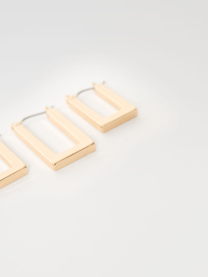 Rectangular Hoop Earrings Set (2 Pairs)