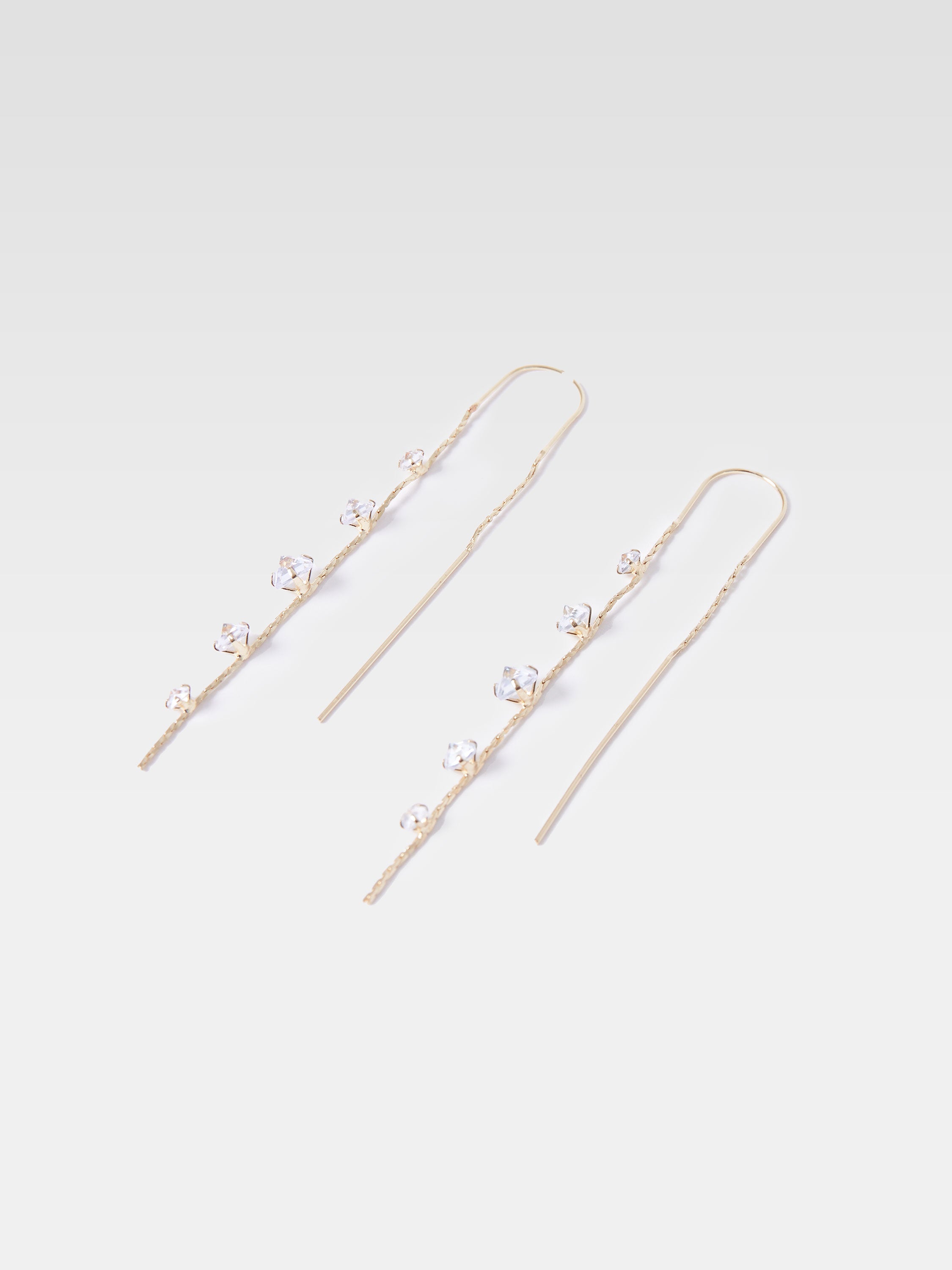 Long Diamante Threader Earrings