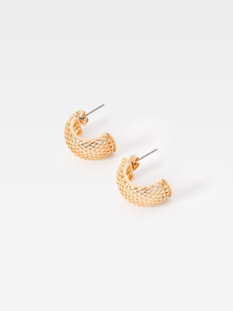 Chain Textured Half Hoop Earrings