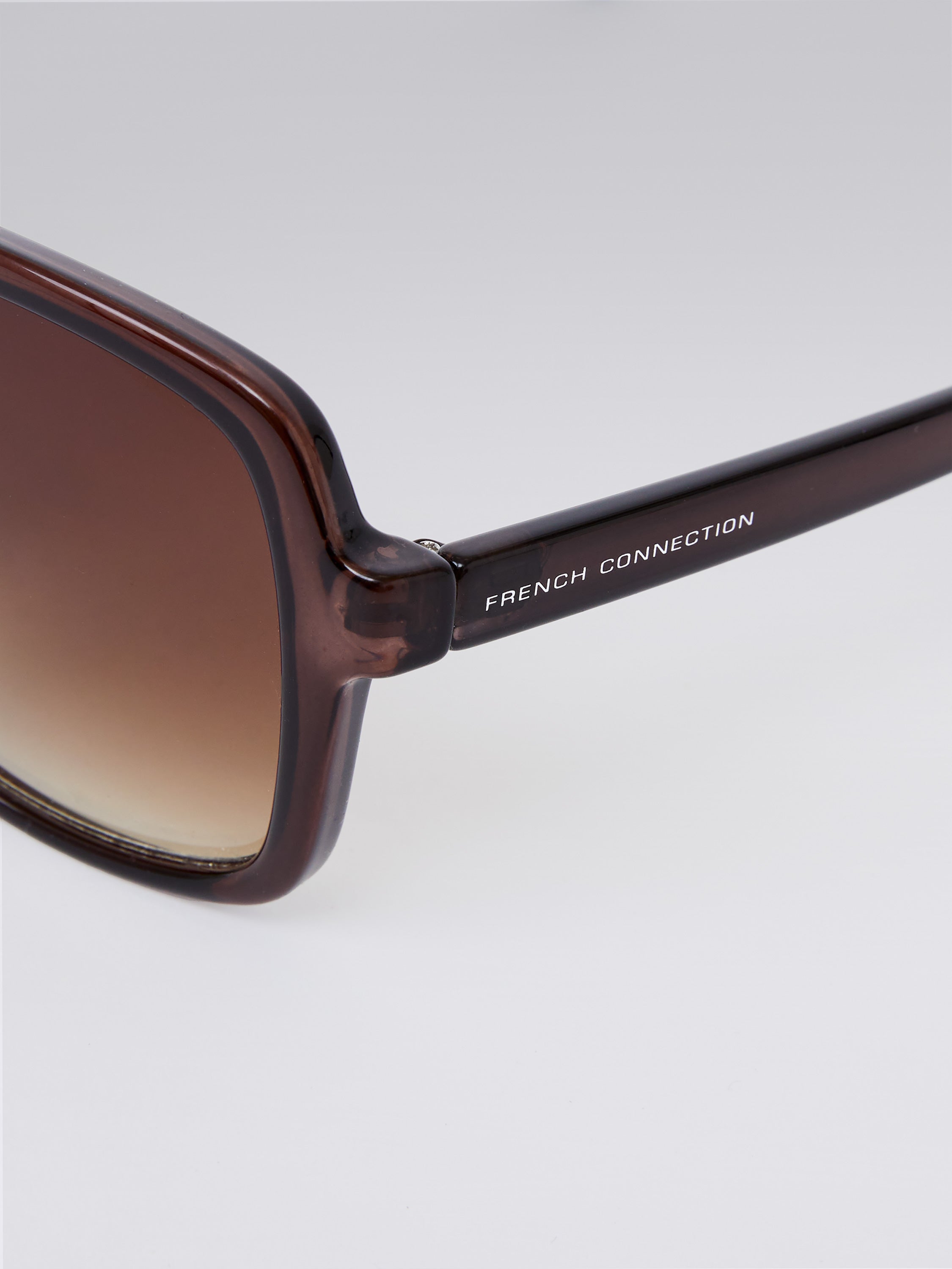 Glam Oversized Sunglasses Crystal Brown French Connection UK