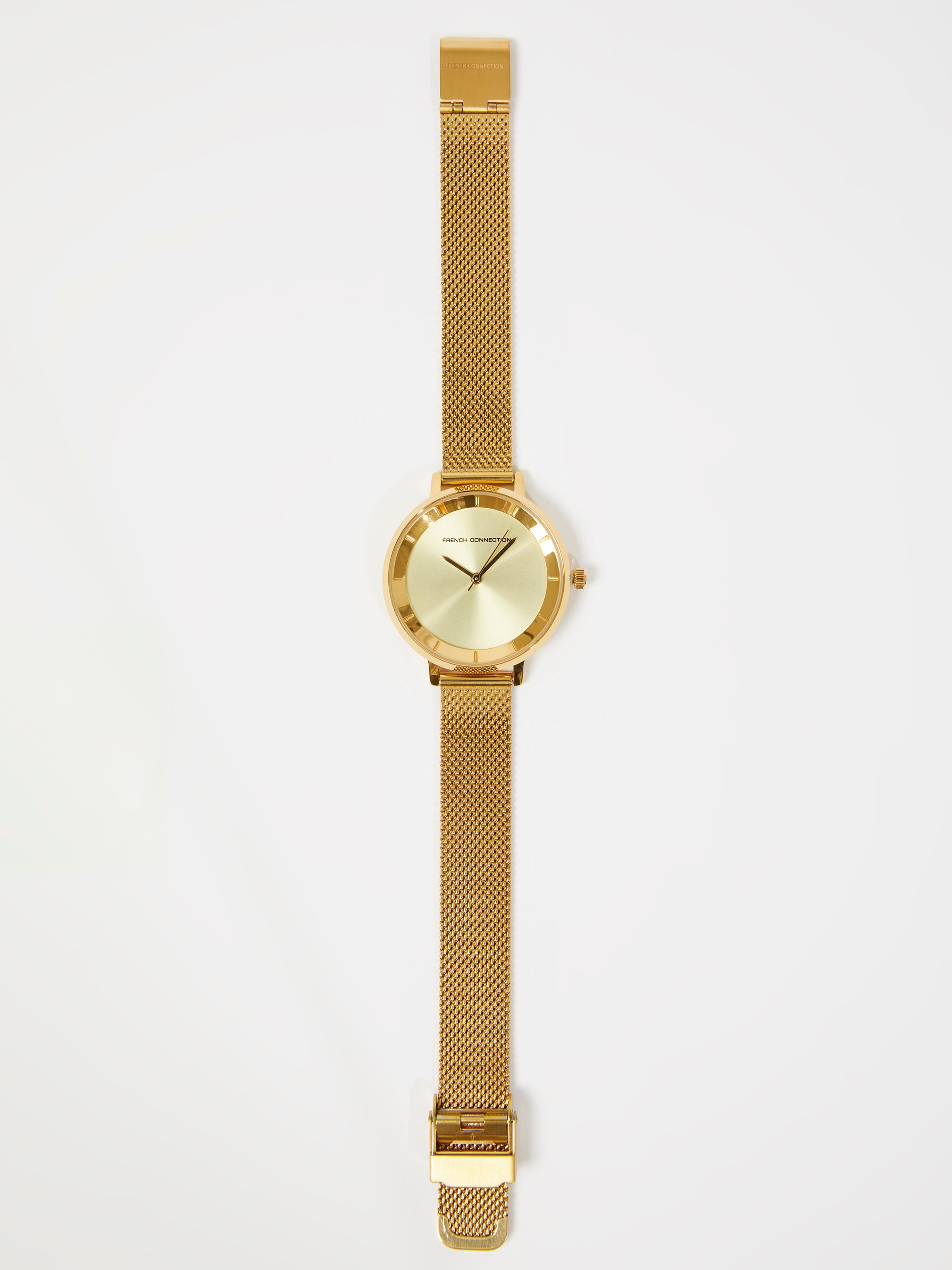 Gold Tone Mesh Bracelet Watch with Champagne Dial