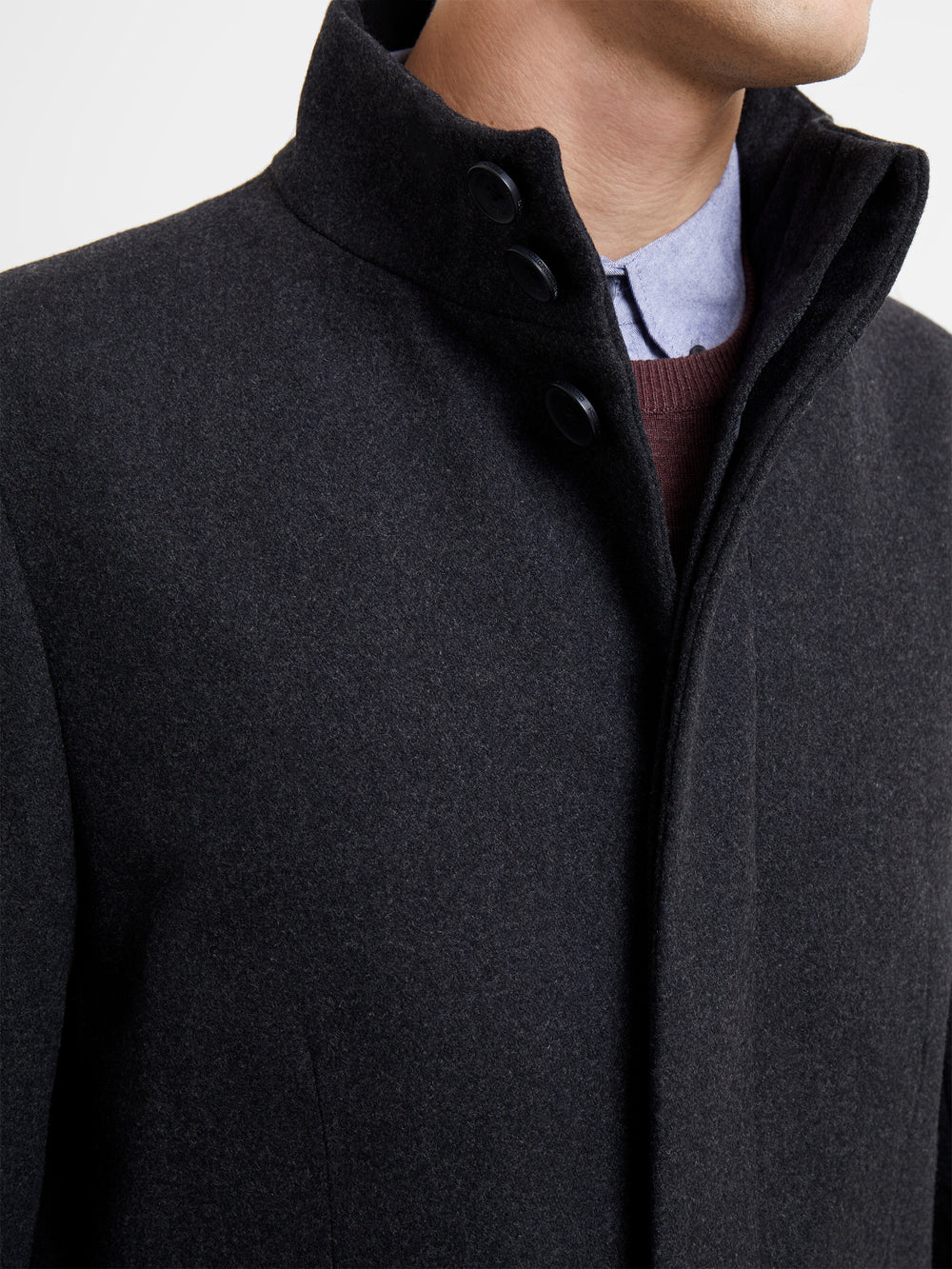 Funnel Neck Coat Charcoal Mel | French Connection UK