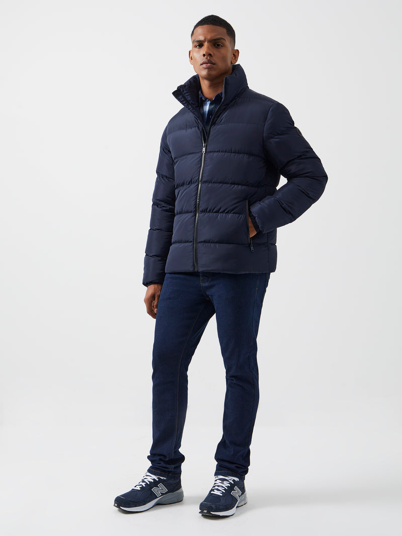 Funnel Neck Row Puffer Jacket Dark Navy | French Connection UK