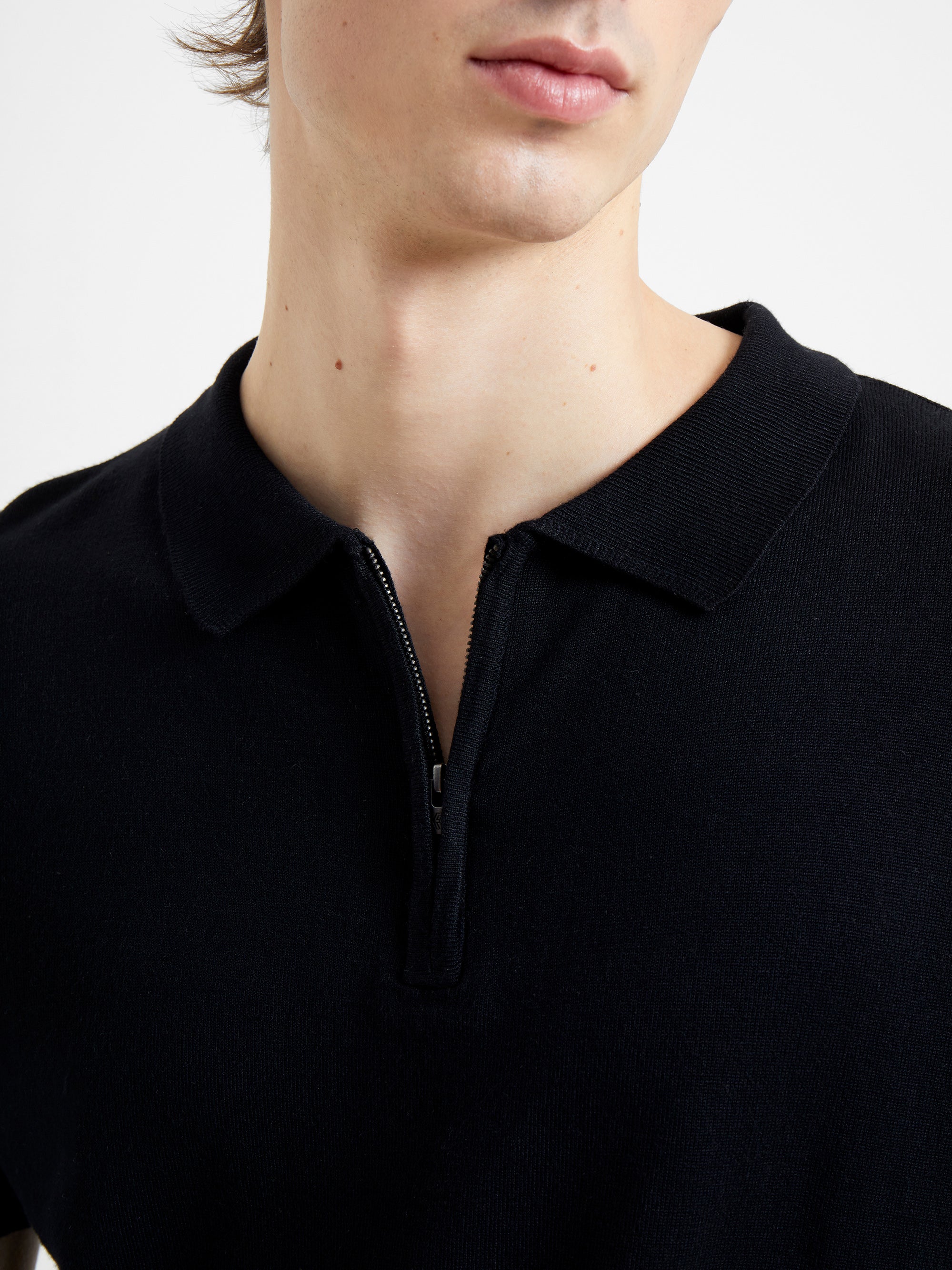 Black zip 2024 up polo shirt