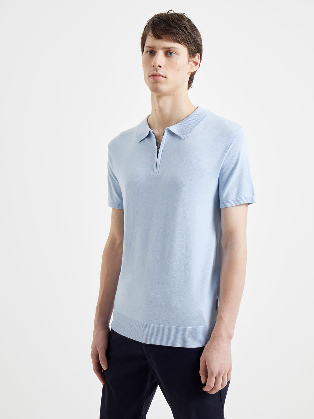 Half Zip Polo Shirt Sky | French Connection UK