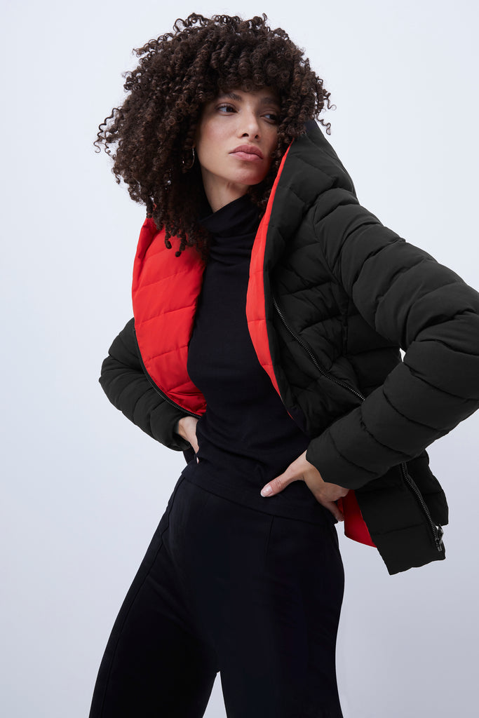 Iola Puffer Coat Black/Red | French Connection UK