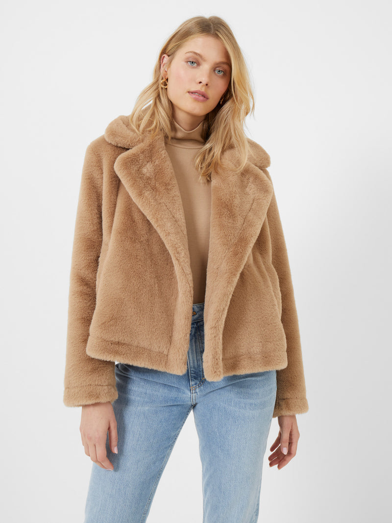 French connection sale vegan fur coat