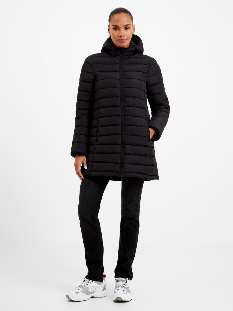 Mid-length Hooded Puffer Coat Black | French Connection UK